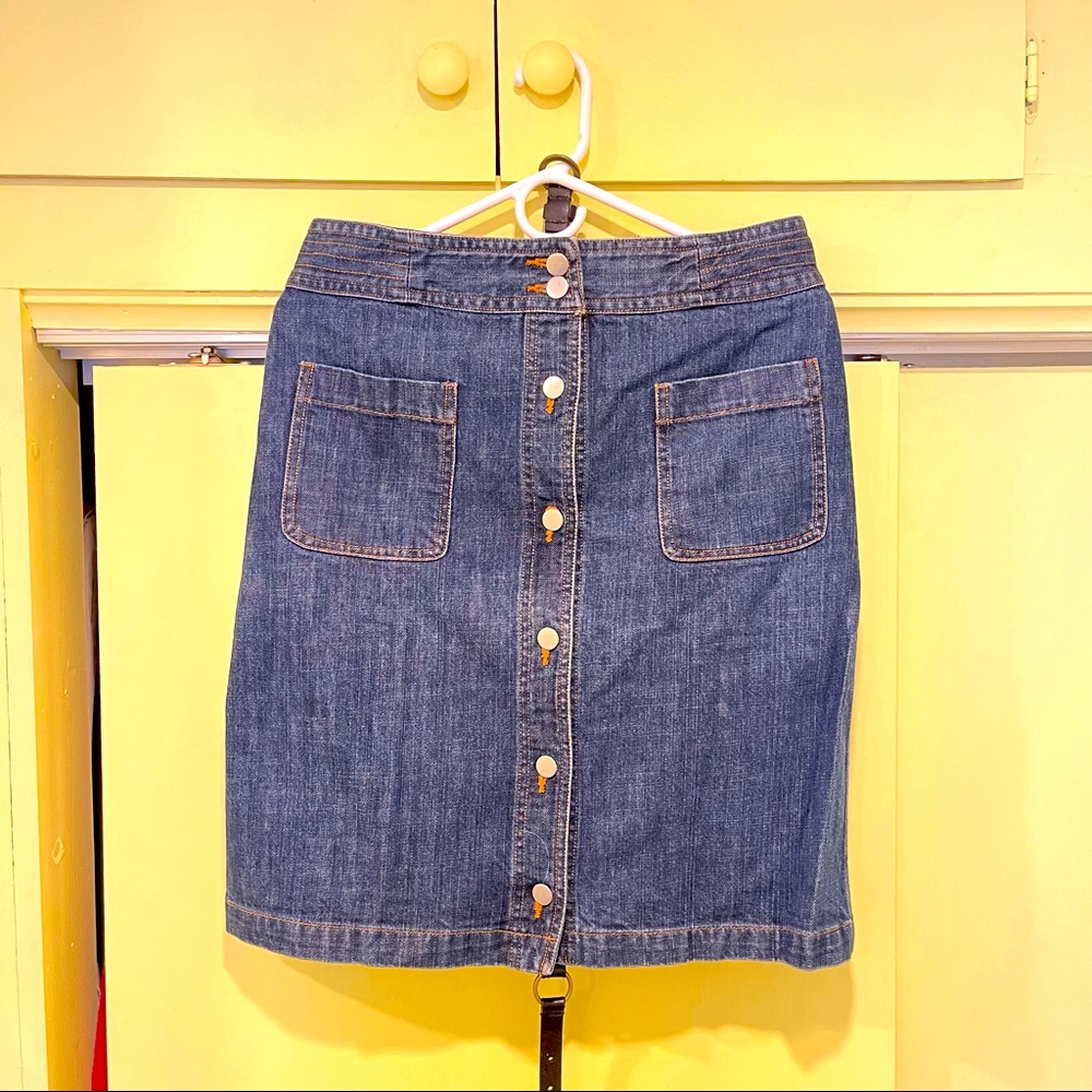 APC MADRAS button front denim A-line skirt S